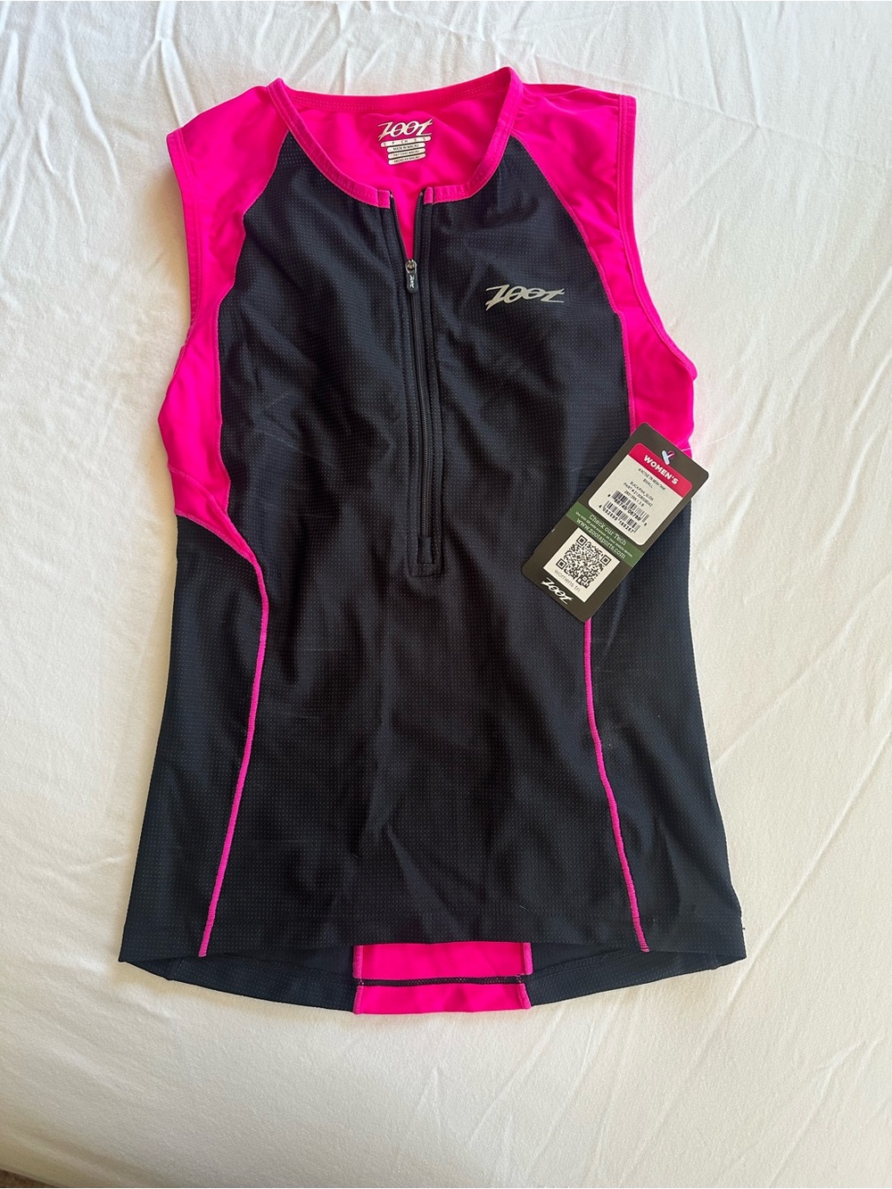 Zoot Black and Pink Sleeveless Athletic Zip Tank
